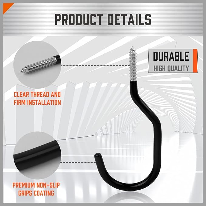 HORUSDY 6 Pack Heavy Duty 6 inches, Capacity 100 LBS, Wall and Bike Hooks - Image 3
