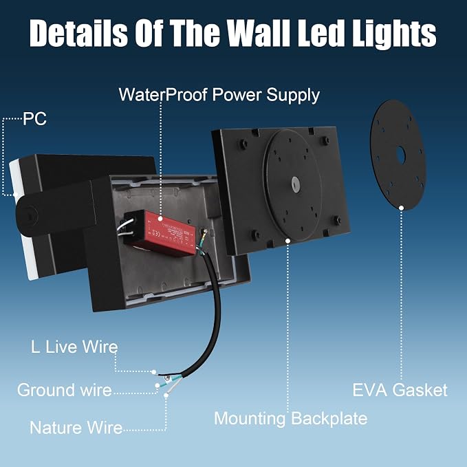40W LED Outdoor Wall Light, 5000K Daylight Waterproof Floodlights, 360 ° - Image 7