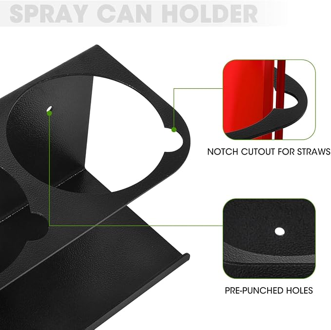 Touri 2 Pack Spray Can Holder for Garage and Workspace, Wall-Mounted Steel - Image 4