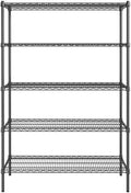 Black 5-Tier Metal Adjustable Freestanding Garage Storage Wire Shelving Unit by Unknown