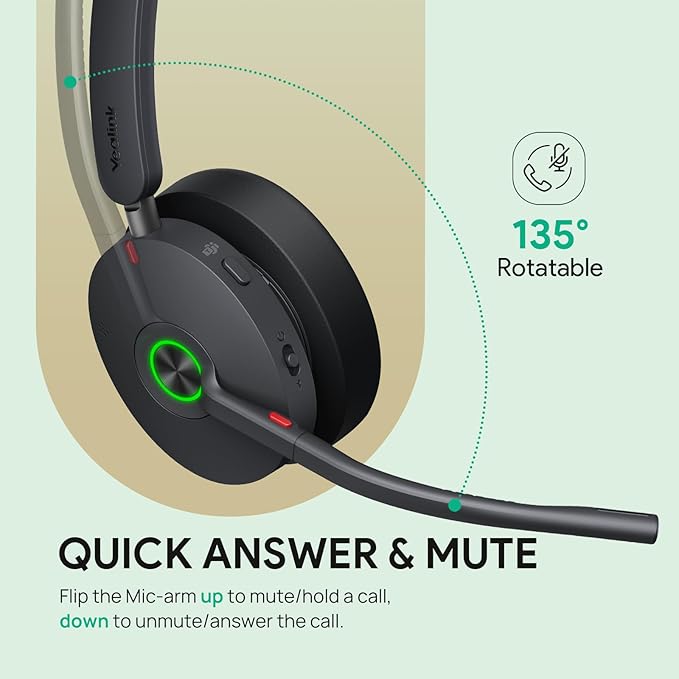 Yealink BH74 with Stand Active Noise Canceling Wireless Headset with Mic - Image 5