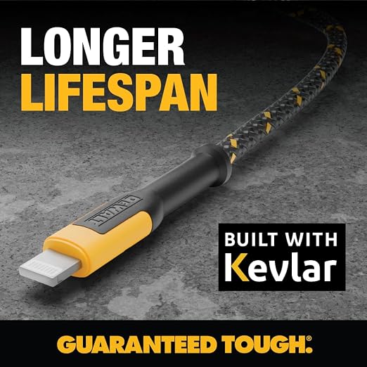 DEWALT Heavy Duty USB to Lightning Cable Durable iPhone Charger, Lightning - Image 3