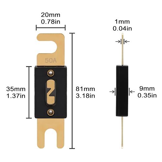 50A ANL Fuse 50 Amp Inline Blade Fuses 32V - Image 2