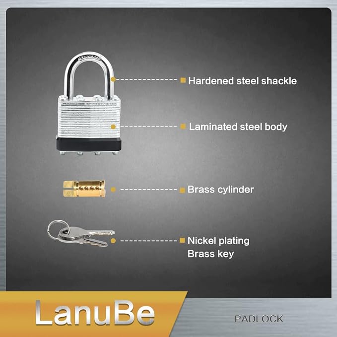LanuBe Lock Laminated keyed Padlock, keyed Alike Locks, Normal Shackle - Image 7
