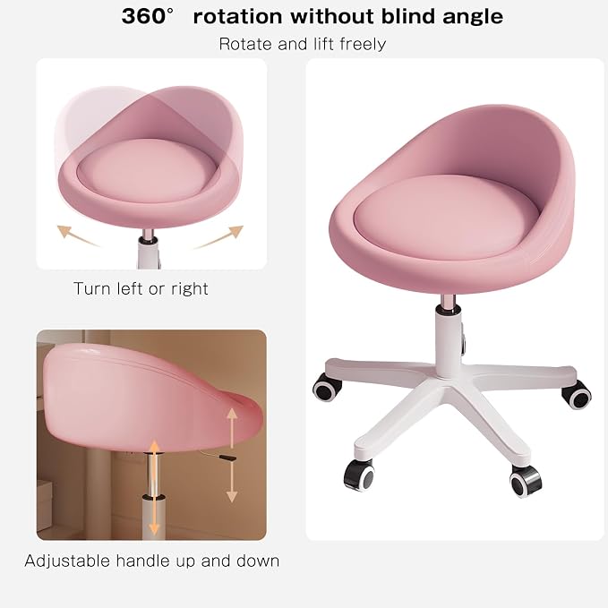 Rolling Stool Set of 6 Rolling Hydraulic Salon Stool - Image 3