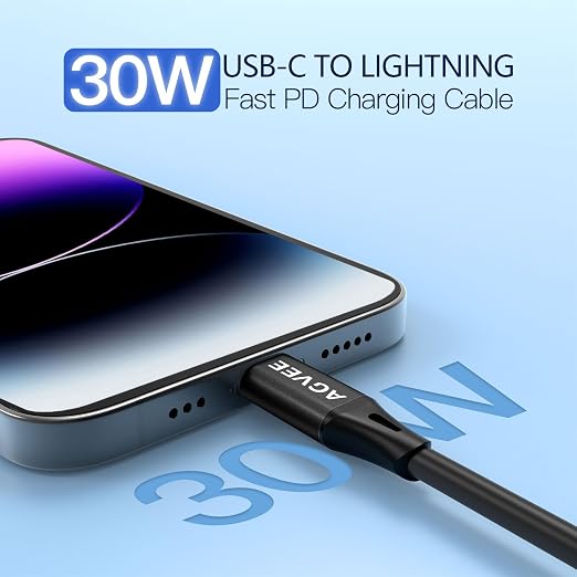 AGVEE 5ft Coiled Short USB to Lightning Charging Cable 3A Fast Charger Cord in - Image 2