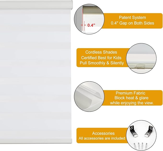Persilux Zebra Blinds for Windows, Cordless Roller Shades for Windows Room - Image 2