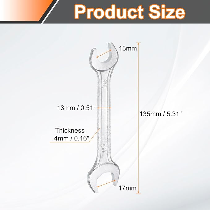 HARFINGTON 5pcs Double Open End Wrench 13mm x 17mm Metric 15 Degree Offset - Image 2