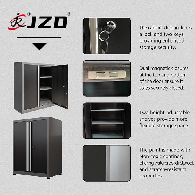 JZD Metal Garage Storage System, Lockable Tool Cabinet Workbench - Image 8