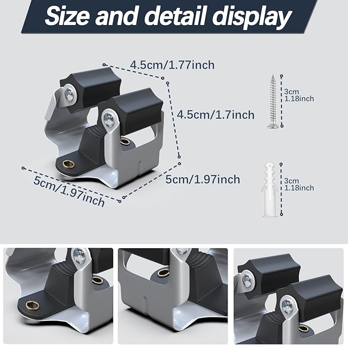 3-H 6 Pack Mop and Broom Holder Big Size Hanging 1 KG Extra, Broom Holder Wall - Image 3