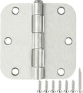 18 Pack Rounded Brushed Nickel Door Hinges 3-1/2" x 3.5 Inch 5/8 Radius by TDCHINGES