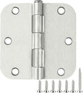 12 Pack Brushed Nickl Door Hinges 3.5 Inch x3-1/2 5/8 Radius Round Interior by TDCHINGES
