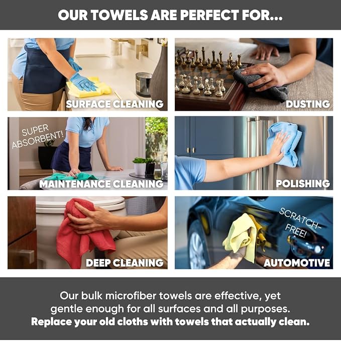Bulk 16" x 16" All Purpose Microfiber Towels Wholesale - Image 6
