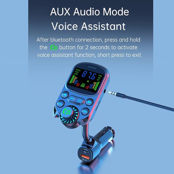 Bluetooth FM Transmitter for Car 1.5" Color Screen Display Wireless Handsfree - Image 7