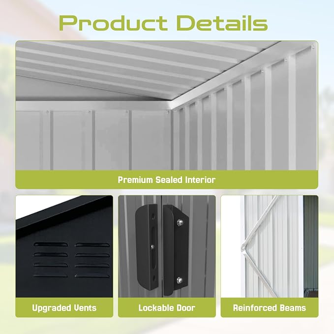 12x10 Ft Storage Shed Outdoor, XL Permanent Steel Building - Image 7