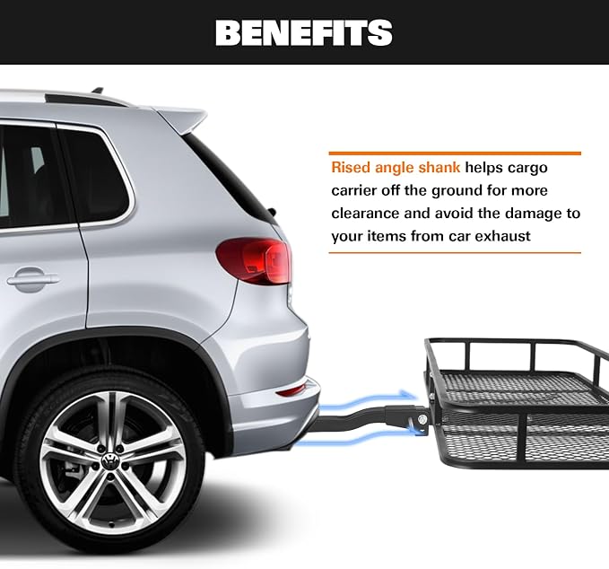 WEIZE Folding Hitch Mount Cargo Carrier 60" x 20" x 6", 500 lbs Capacity Hitch - Image 6