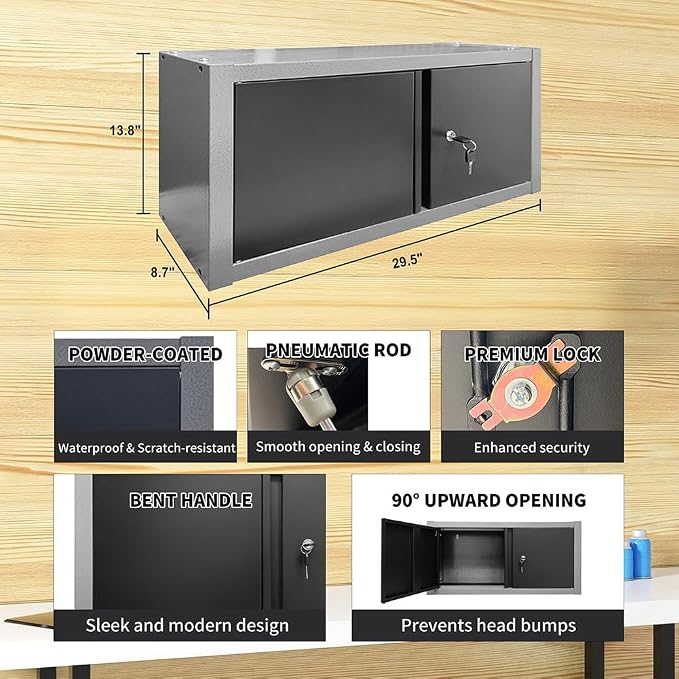 JZD Garage Workshop Storage Cabinet Set, Included Pegboard Back Panel, No Wall - Image 5