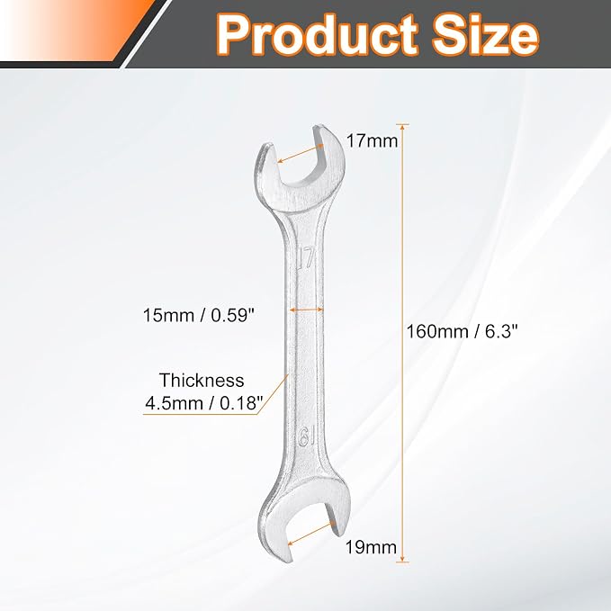 HARFINGTON 2pcs Double Open End Wrench 17mm x 19mm Metric 15 Degree Offset - Image 2