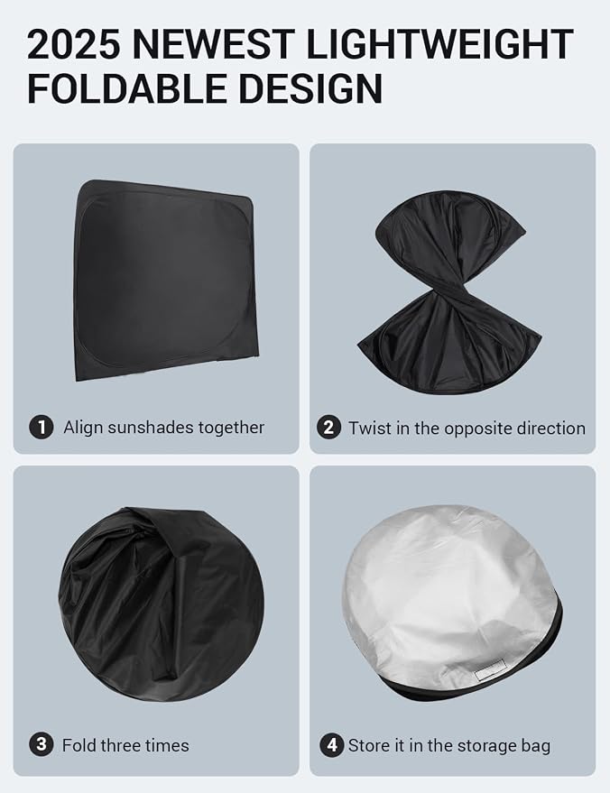 Proadsy for Nissan Rogue 2014-2020 Windshield Sun Shade 4-Layer Foldable Front - Image 8