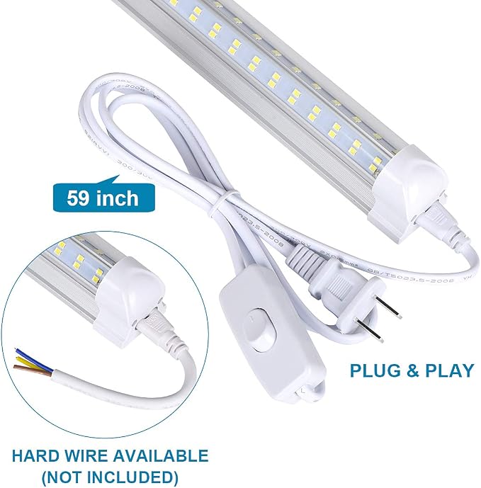 4 Pack, Led Shop Lights, 2FT Led Shop Light, 30W 6000K 3500LM Clear White - Image 2