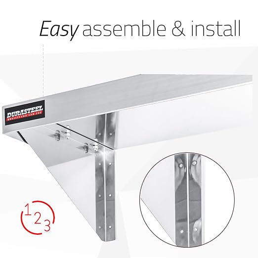 DuraSteel Stainless Steel Wall Mount Shelf 24" Wide x 14" Deep Commercial Grade - Image 6