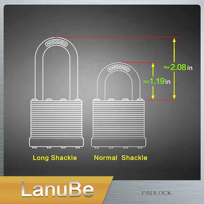 LanuBe Laminated Padlock 1-9/16inch Long Shackle 120 Pack Keyed Alike, Bulk - Image 8