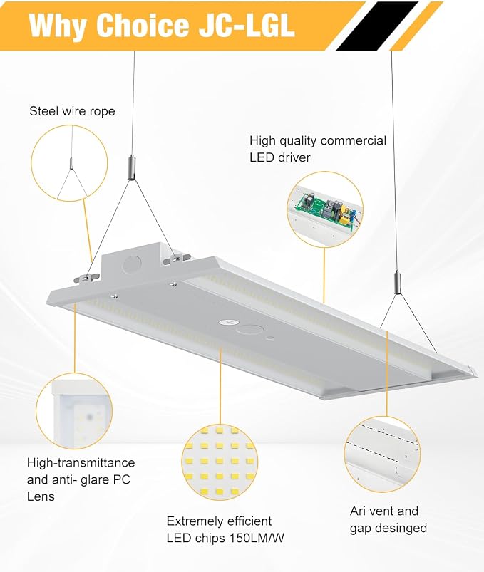 LED Linear High Bay Light, 210W LED High Bay Shop Lights Fixture, Compatible - Image 3