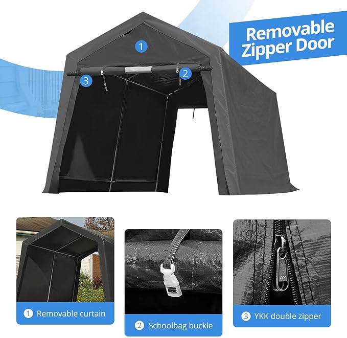 ADVANCE OUTDOOR 7x12 ft 2 Roll up Doors & Vents Outdoor Portable Storage - Image 2