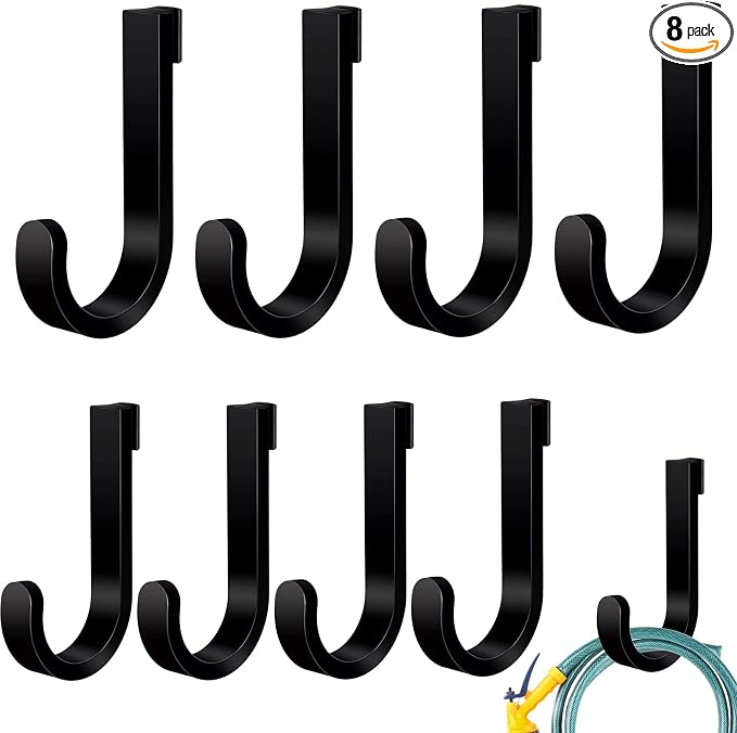 8 Pack Black J Shed Storage Hooks Storage Hooks Compatible by Qiyaz