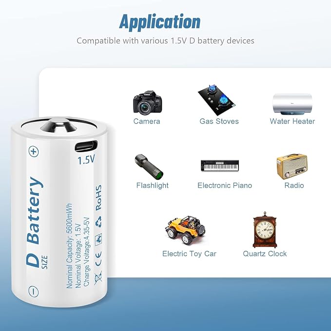1.5V D Size Cell Battery for Flashlight Toys & floodlight, Lithium D Batteries - Image 2