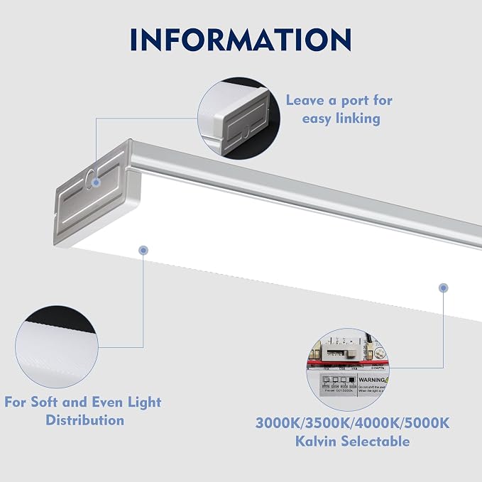 3PK 8FT LED Shop Light, Led Garage Ceiling Lights, LED Workbench Light，LED - Image 2