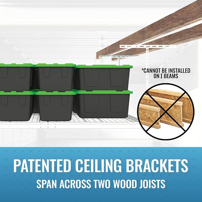 MonsterRax Overhead Garage Storage Racks 3x8’ Ceiling Mounted Shelving - Image 7