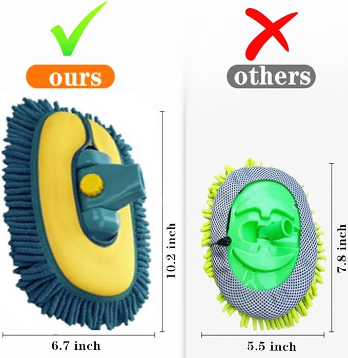 Car Wash Brush with Long Handle, Car Wash Mop Mitt with 1 Replacement Head - Image 2
