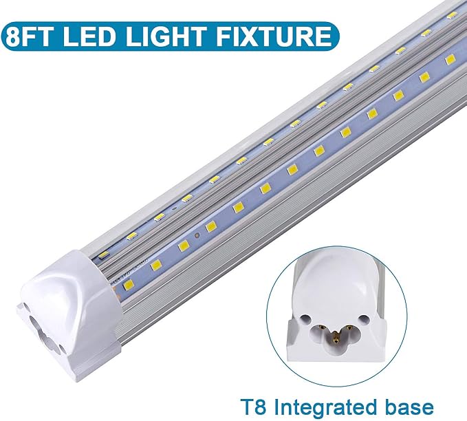 8ft LED Shop Light Fixture, 100W 15000LM 6000K, Cold White, V Shape, Hight - Image 4