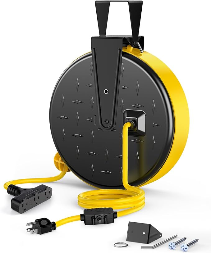 DEWENWILS 30 Ft Retractable Extension Cord Reel, Ceiling/Wall Mount 16/3 Gauge by DEWENWILS