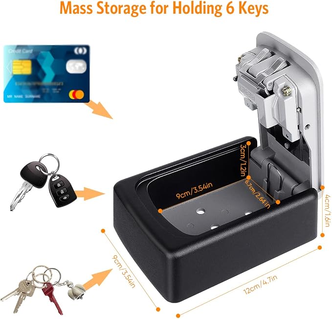 Fayleeko Key Lock Box Wall Mounted, 4 Digit Combination Lockbox - Image 4