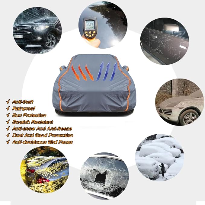 KEYOOG Universal Waterproof Heavy Weight Full Car Covers, Fit SUVs, All Weather - Image 5