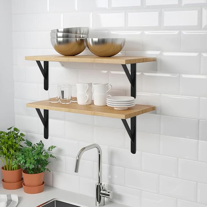 12 Pack L12 x H 8" Black Heavy Duty Shelf Brackets - Image 5