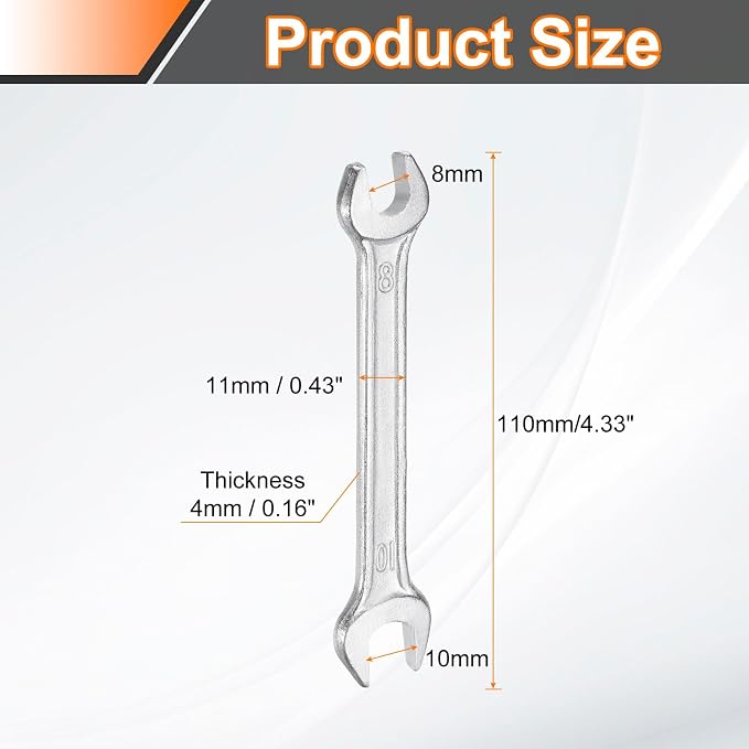 HARFINGTON 2pcs Double Open End Wrench 8mm x 10mm Metric 15 Degree Offset Angle - Image 2