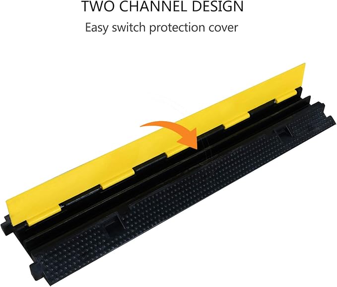 2 Pack Rubber Cable Ramp Hose Cable Protector Ramp 2 Channel 22000Lbs Load - Image 6