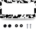Black White Cows Texture License Plate Frame Animal Cowhide Print License Plate by GORSNKYE
