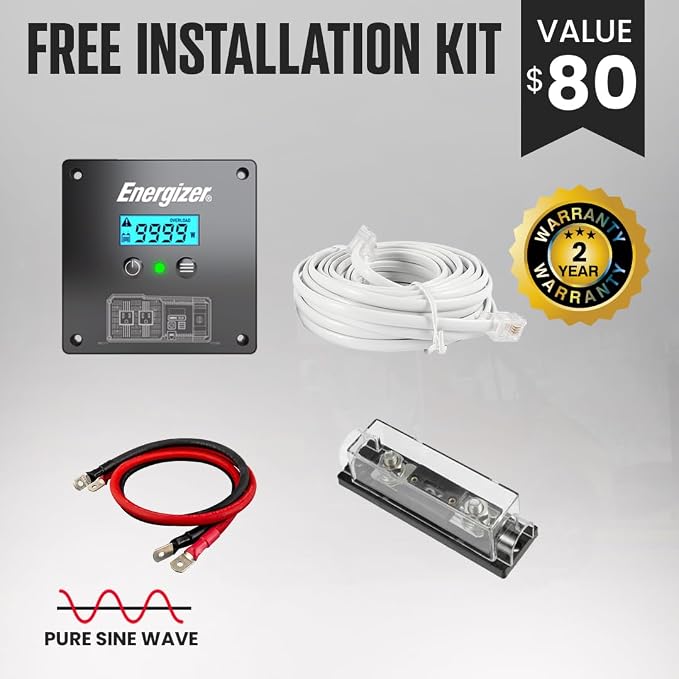 Energizer 3000W Pure Sine Wave Inverter 12V DC to 120V AC Converter - Image 2