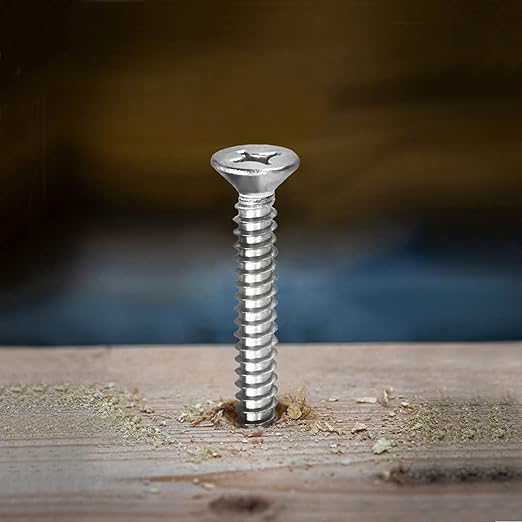 #10 x 1-1/4" Wood Screw 100Pcs 18-8 Stainless Steel Screws Flat Head Phillips - Image 5