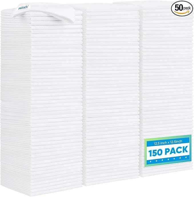 HOMEXCEL White Microfiber Cleaning Cloth 50 Pack, 12.5 x 12.5 inch Microfiber by HOMEXCEL