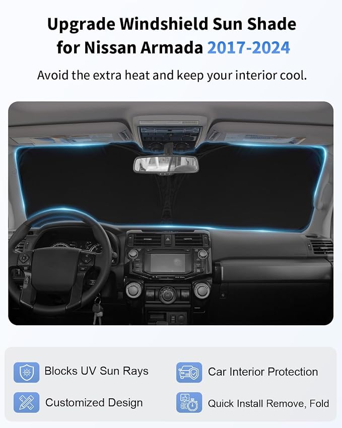 for Armada Windshield Sun Shade Custom Fit - Image 4