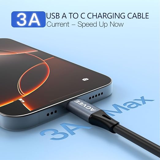 AGVEE 3ft Coiled Short USB to USB-C Charging Cable 3A Fast Charger Cord in Car - Image 2