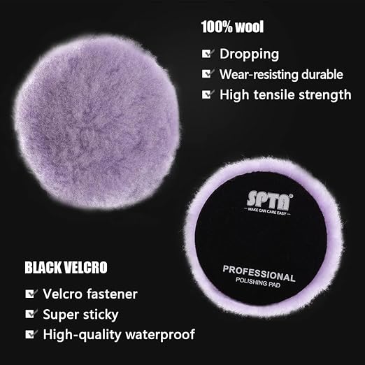 Wool Polishing Pads, SPTA 2Pcs 5Inch Wool Cutting Pad, Wool Buffing Wheel - Image 3