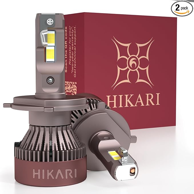 HIKARI 2025 Darkenex H4/9003 LED Fog light, 40000LM Pure White 6000K LED Bulbs by HIKARI