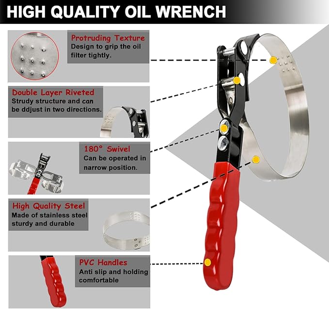Small Swivel Oil Filter Wrench, Oil Filter Removal Tool, Adjustable Filter - Image 3