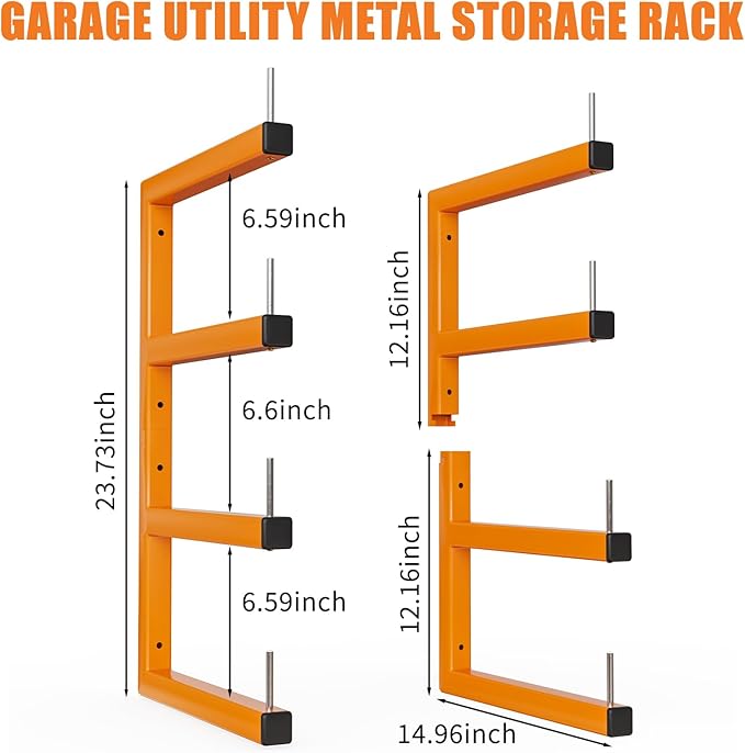 4-Pack Lumber Storage Rack, Wood Storage Racks Wall Mount, Heavy Duty Garage - Image 3